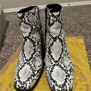 Mix No. 6 Black and White Patterned Ankle Boots